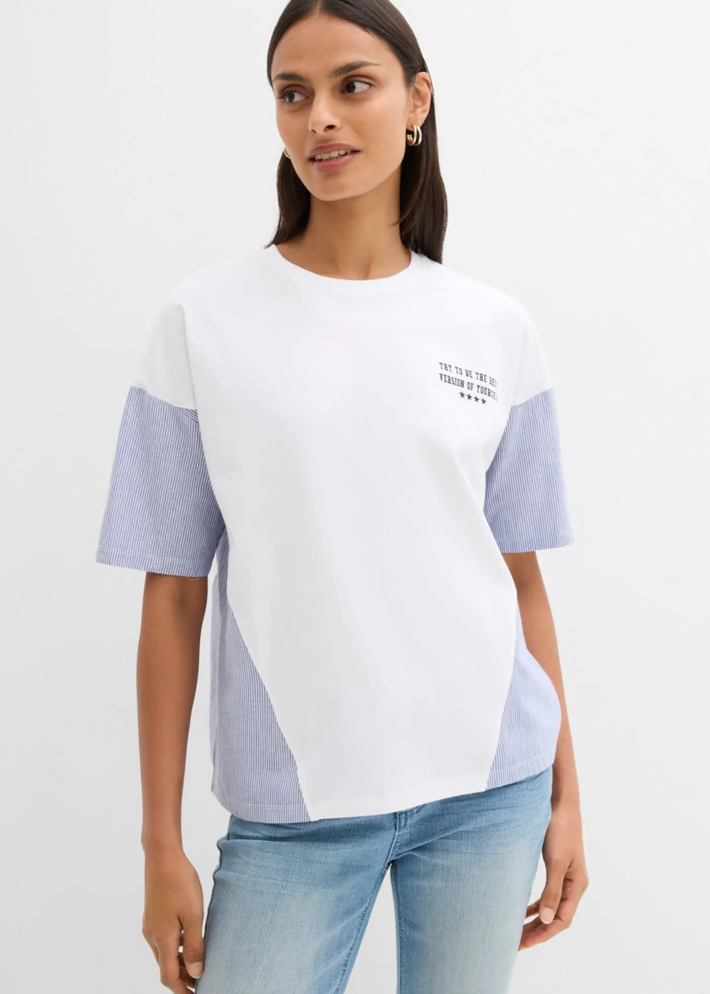Hot Camiseta oversize de mezcla de algodón Mujer Camisetas|Novedades