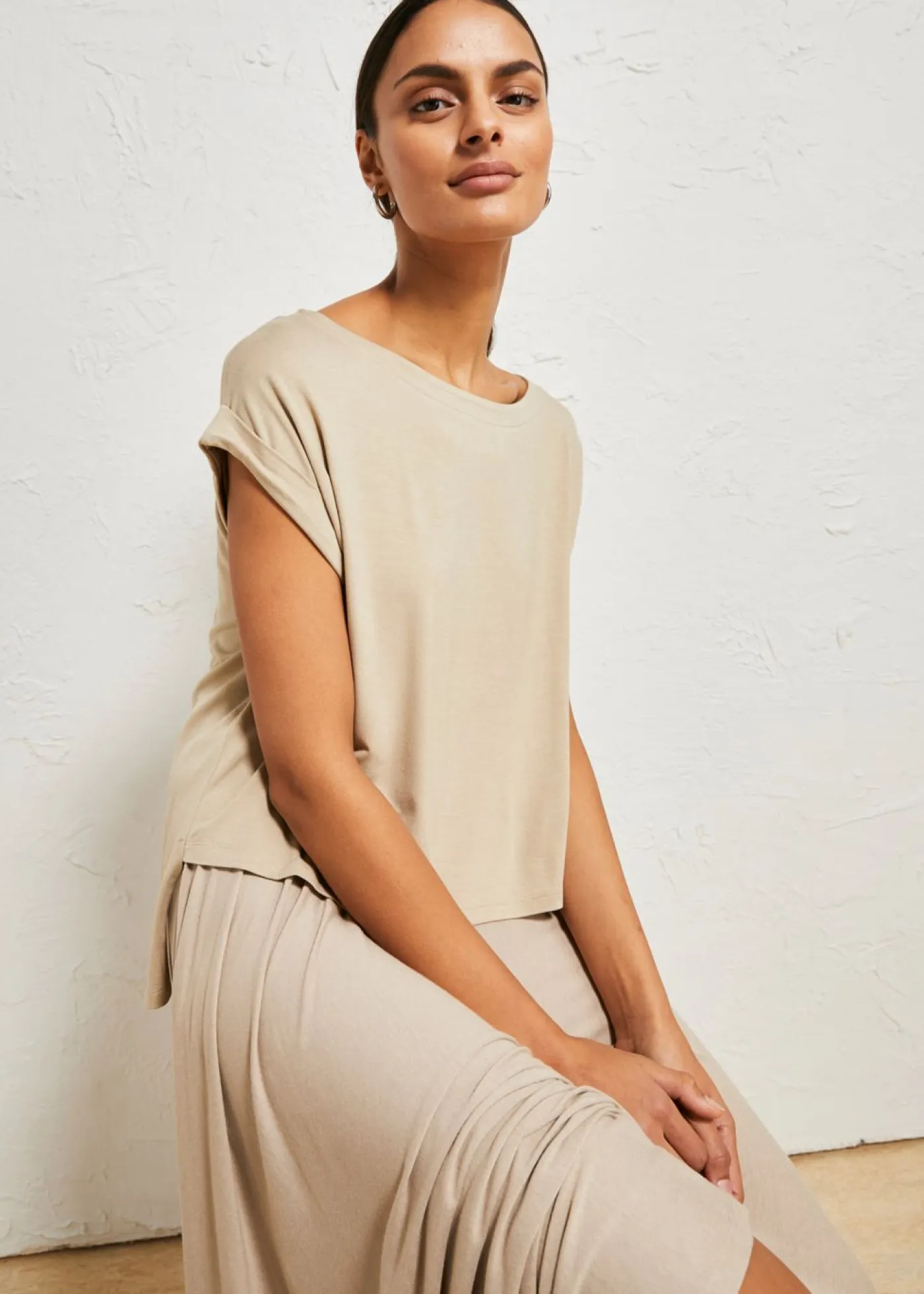 Best Camiseta oversize de viscosa fluida Mujer Camisetas