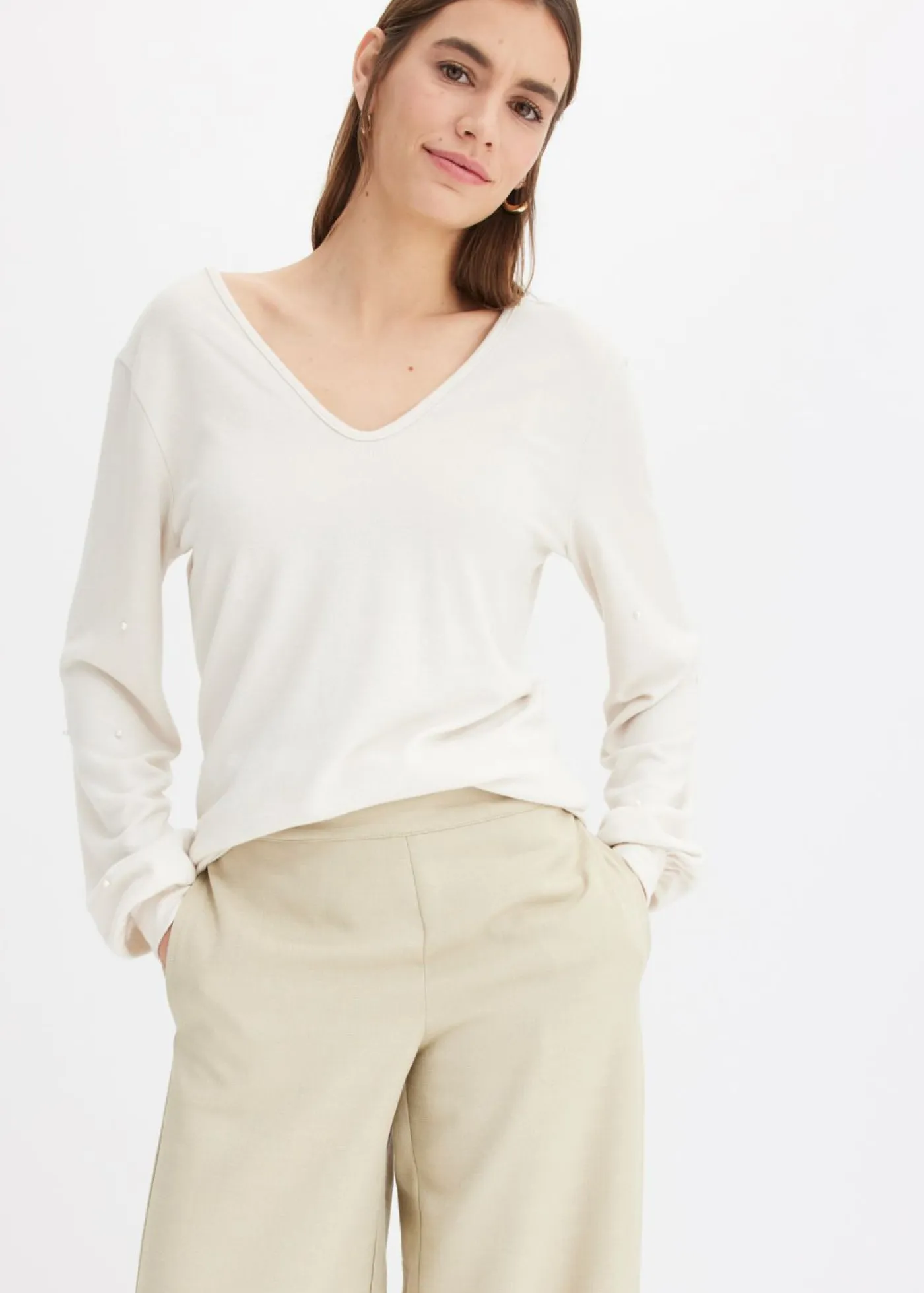 Best Camiseta polar con perlas Mujer Ropa Cómoda