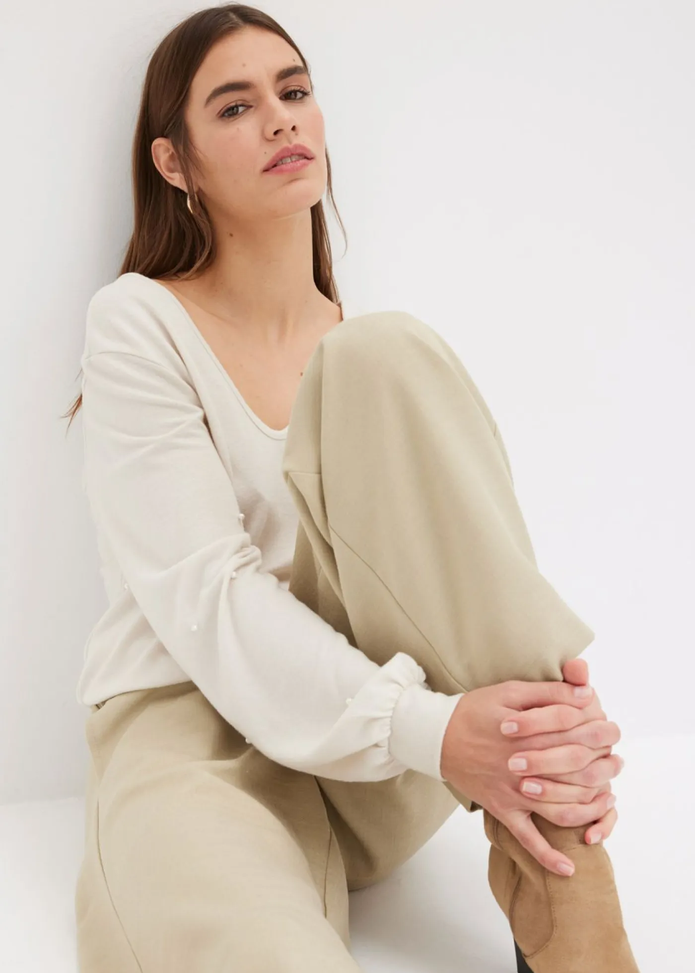 Best Camiseta polar con perlas Mujer Ropa Cómoda