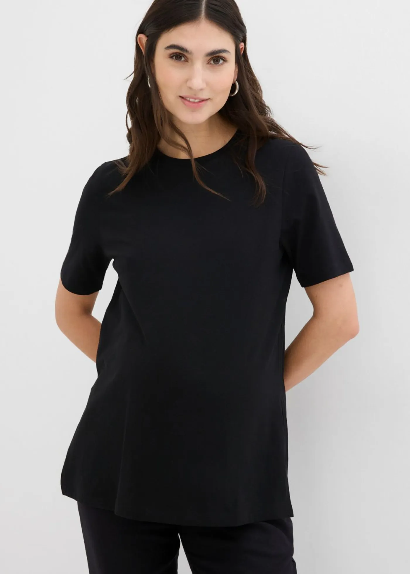 Best Camiseta premamá y de lactancia 2 en 1 de algodón orgánico con aberturas laterales Mujer Premamá