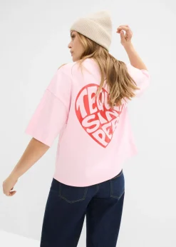 Clearance Camiseta tipo boxy de algodón grueso Mujer Camisetas