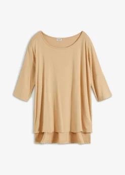 Hot Camiseta tipo boxy de mezcla de viscosa suave Mujer Camisetas|Novedades