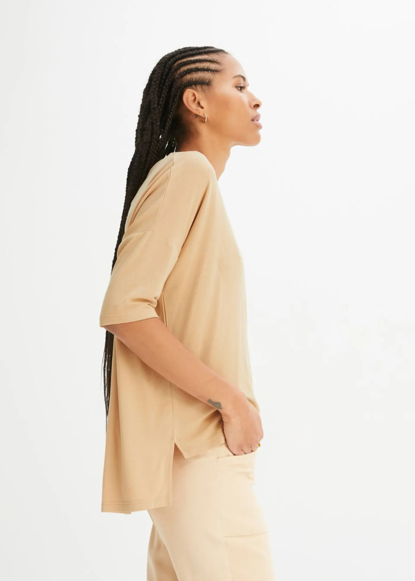 Hot Camiseta tipo boxy de mezcla de viscosa suave Mujer Camisetas|Novedades