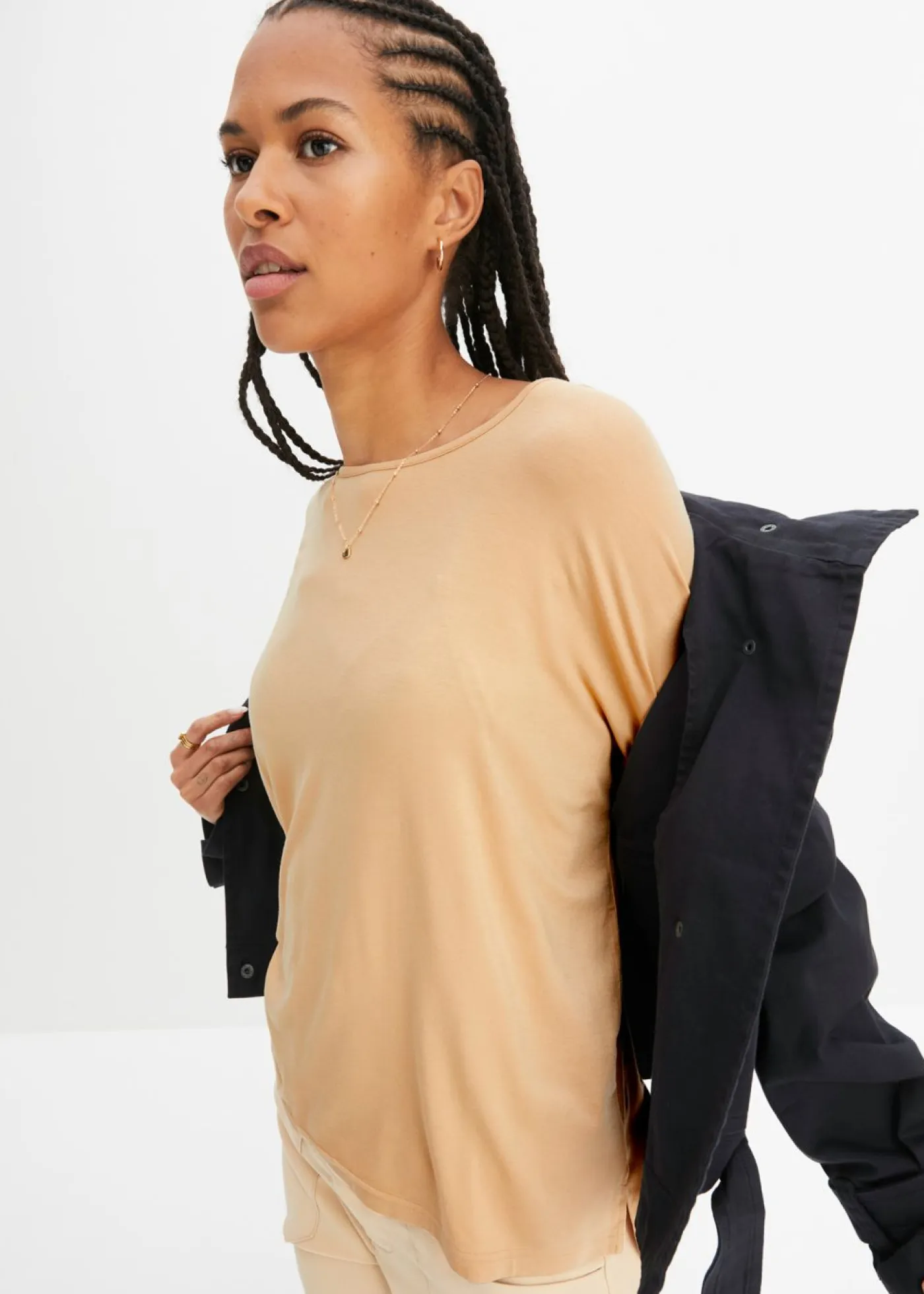 Hot Camiseta tipo boxy de mezcla de viscosa suave Mujer Camisetas|Novedades