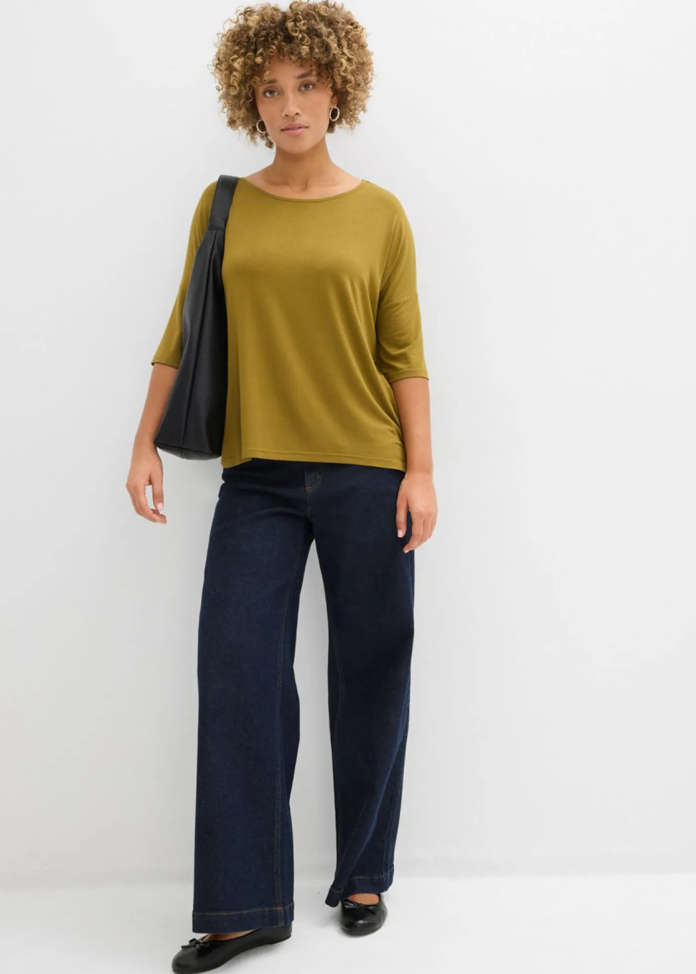 Clearance Camiseta tipo boxy de mezcla de viscosa suave Mujer Camisetas|Novedades