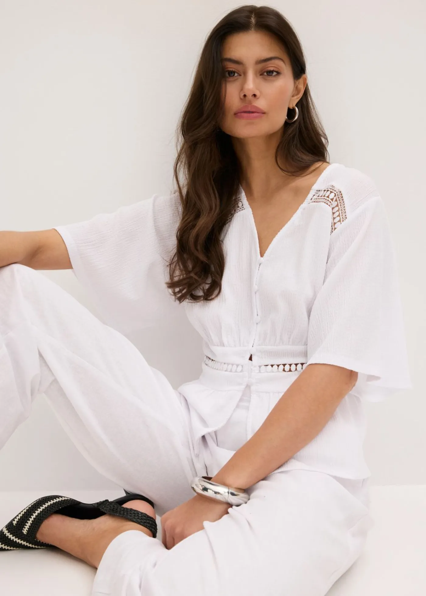 Online Camiseta tipo túnica con encaje Mujer Camisetas