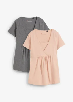 Best Camisetas premamá y de lactancia 2 en 1 (2 unidades) Mujer Premamá