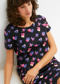 Outlet Camisón corto de algodón orgánico puro Mujer Ropa Para Dormir