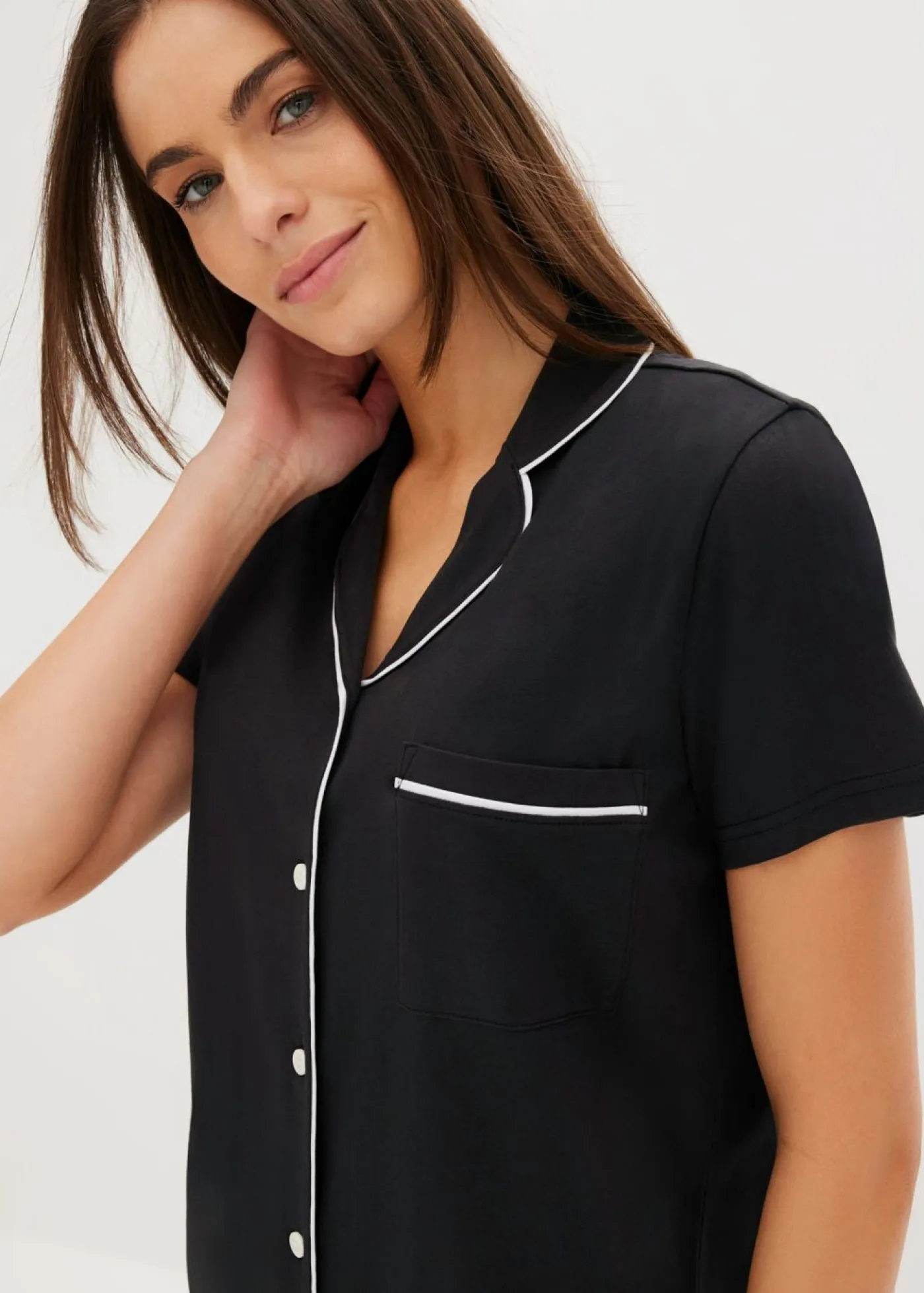 Outlet Camisón corto de algodón orgánico puro Mujer Básicos|Ropa Para Dormir