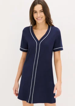 Outlet Camisón corto de algodón puro con botones Mujer Básicos|Ropa Para Dormir