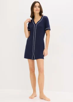 Outlet Camisón corto de algodón puro con botones Mujer Básicos|Ropa Para Dormir