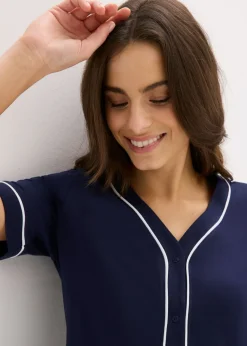 Outlet Camisón corto de algodón puro con botones Mujer Básicos|Ropa Para Dormir