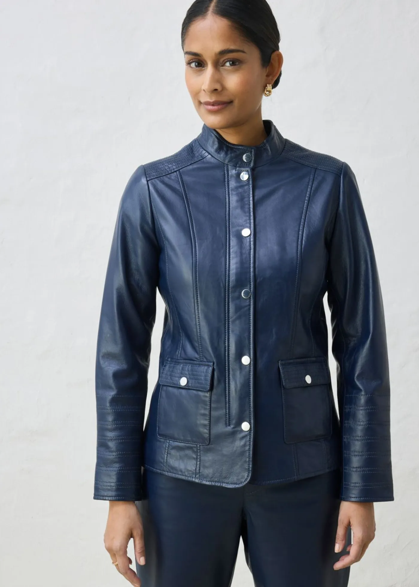 Cazadora de cuero en napa de cordero Mujer Premium|Chaquetas Y Abrigos
