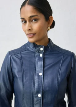 Cazadora de cuero en napa de cordero Mujer Premium|Chaquetas Y Abrigos