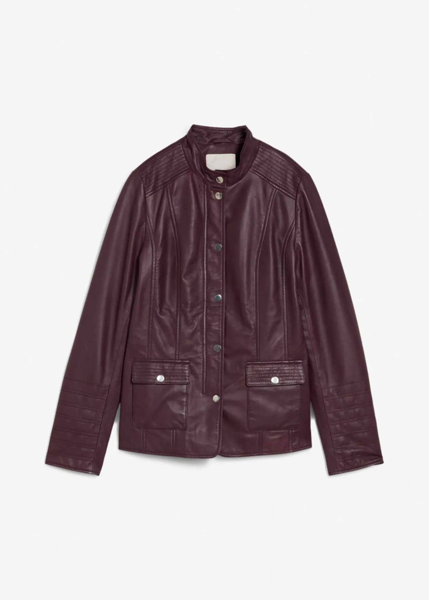 Outlet Cazadora de cuero en napa de cordero Mujer Premium|Chaquetas Y Abrigos