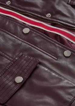 Outlet Cazadora de cuero en napa de cordero Mujer Premium|Chaquetas Y Abrigos