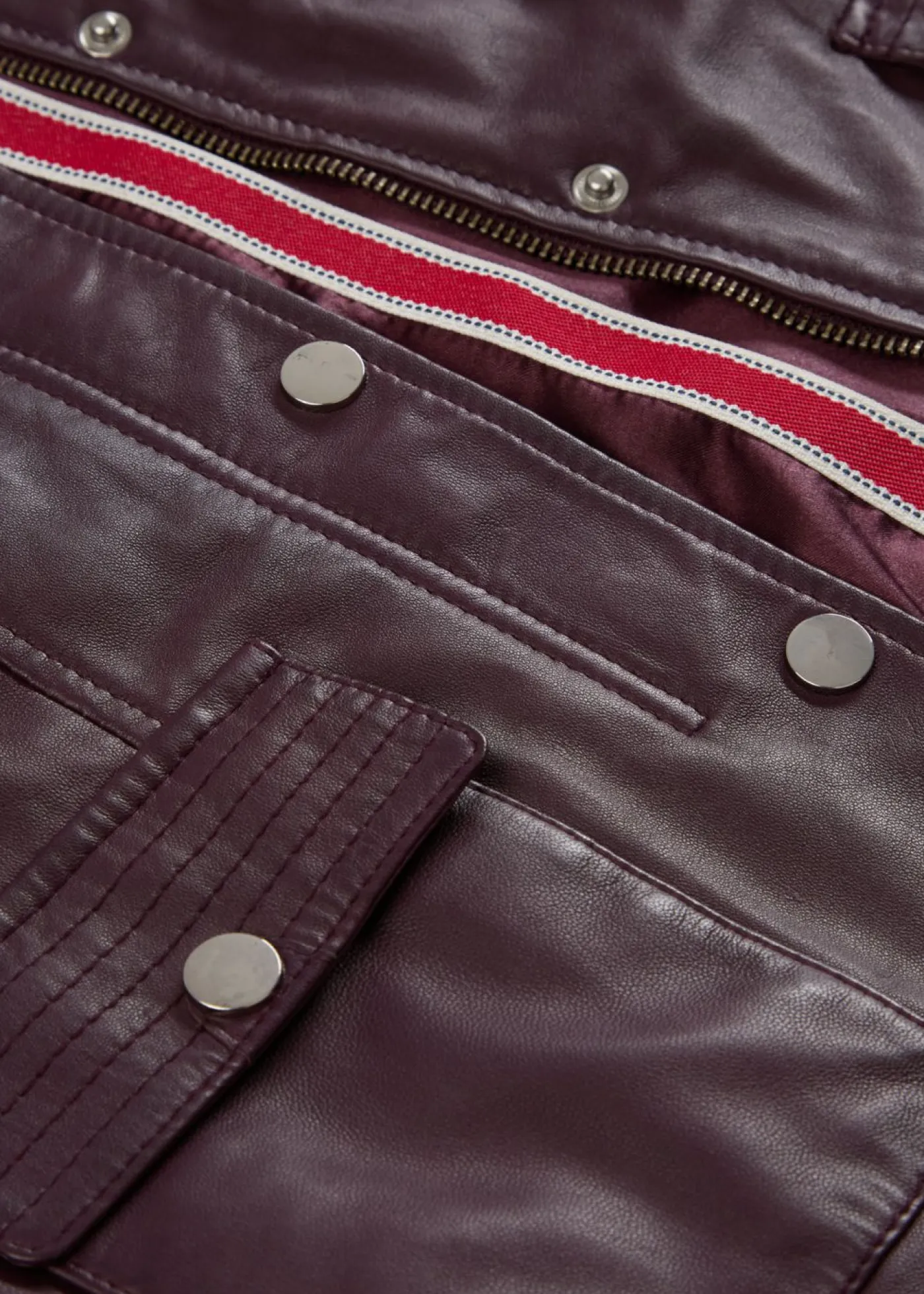 Outlet Cazadora de cuero en napa de cordero Mujer Premium|Chaquetas Y Abrigos