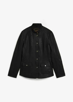 Outlet Cazadora de cuero en napa de cordero Mujer Premium|Chaquetas Y Abrigos