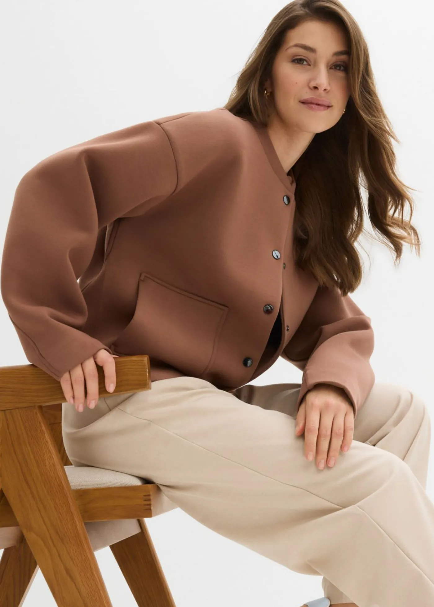 Cazadora de neopreno cómodo Mujer Esenciales|Chaquetas Y Abrigos