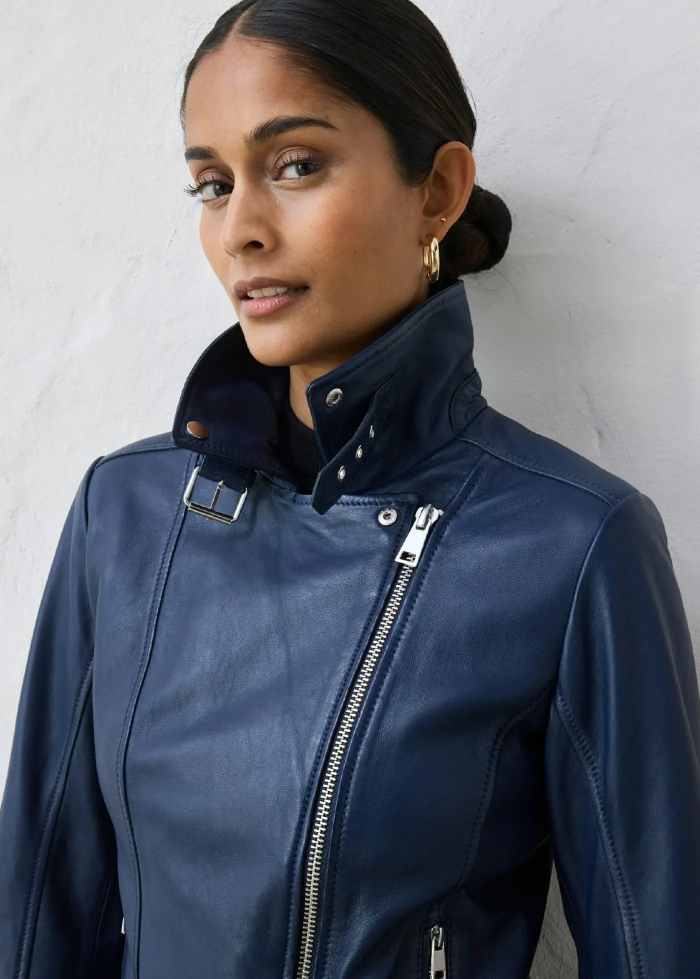 Cazadora motera de napa Mujer Premium|Chaquetas Y Abrigos