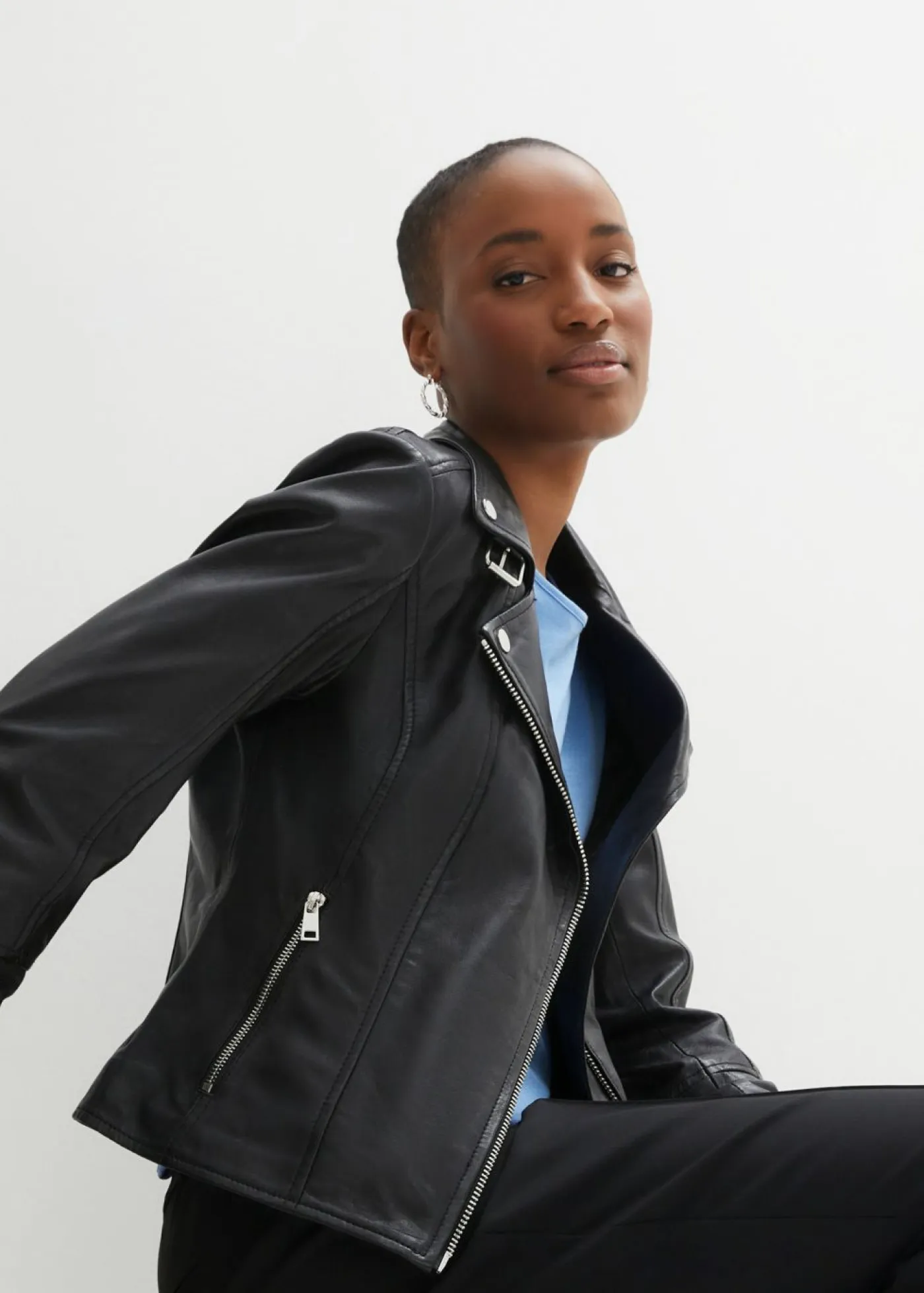 Online Cazadora motera de napa Mujer Premium|Chaquetas Y Abrigos