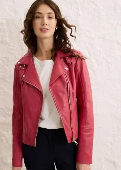 Best Cazadora motera de napa Mujer Premium|Chaquetas Y Abrigos