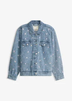 Hot Cazadora vaquera con bordado de flores Mujer Chaquetas Y Abrigos|Novedades