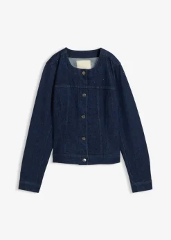 Best Cazadora vaquera con piedras brillantes Mujer Chaquetas Y Abrigos