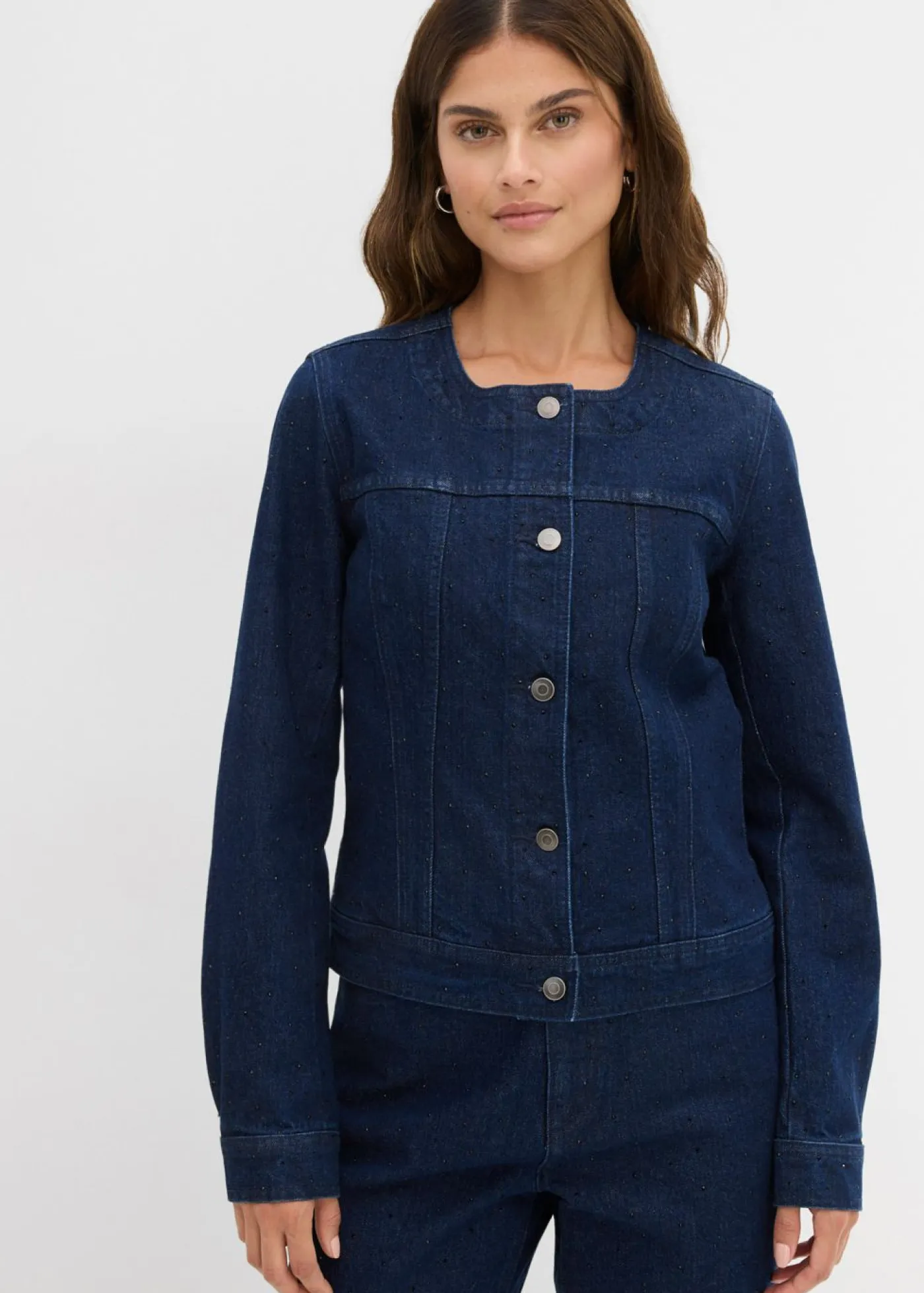 Best Cazadora vaquera con piedras brillantes Mujer Chaquetas Y Abrigos