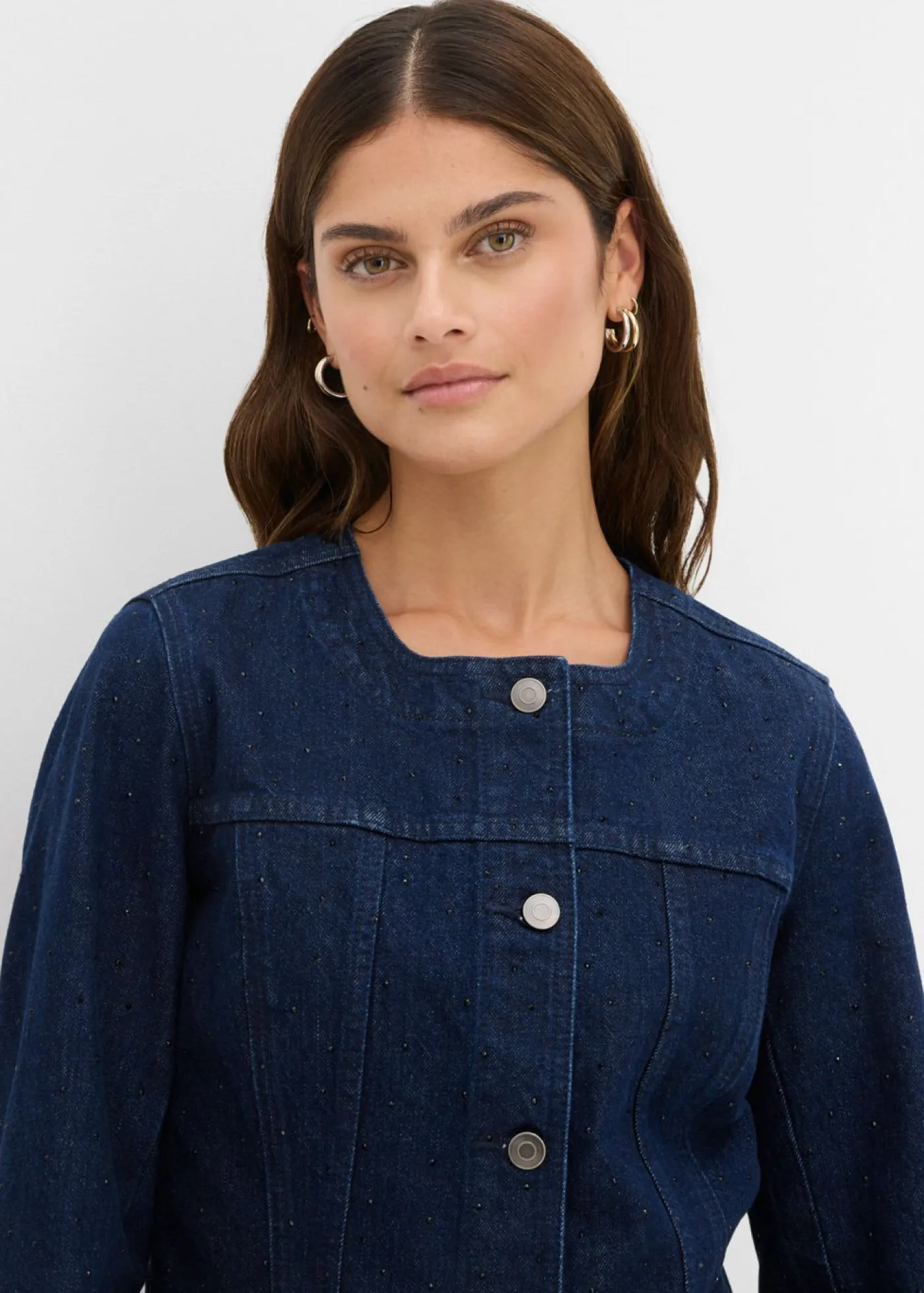 Best Cazadora vaquera con piedras brillantes Mujer Chaquetas Y Abrigos