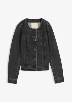 Best Cazadora vaquera con piedras brillantes Mujer Chaquetas Y Abrigos