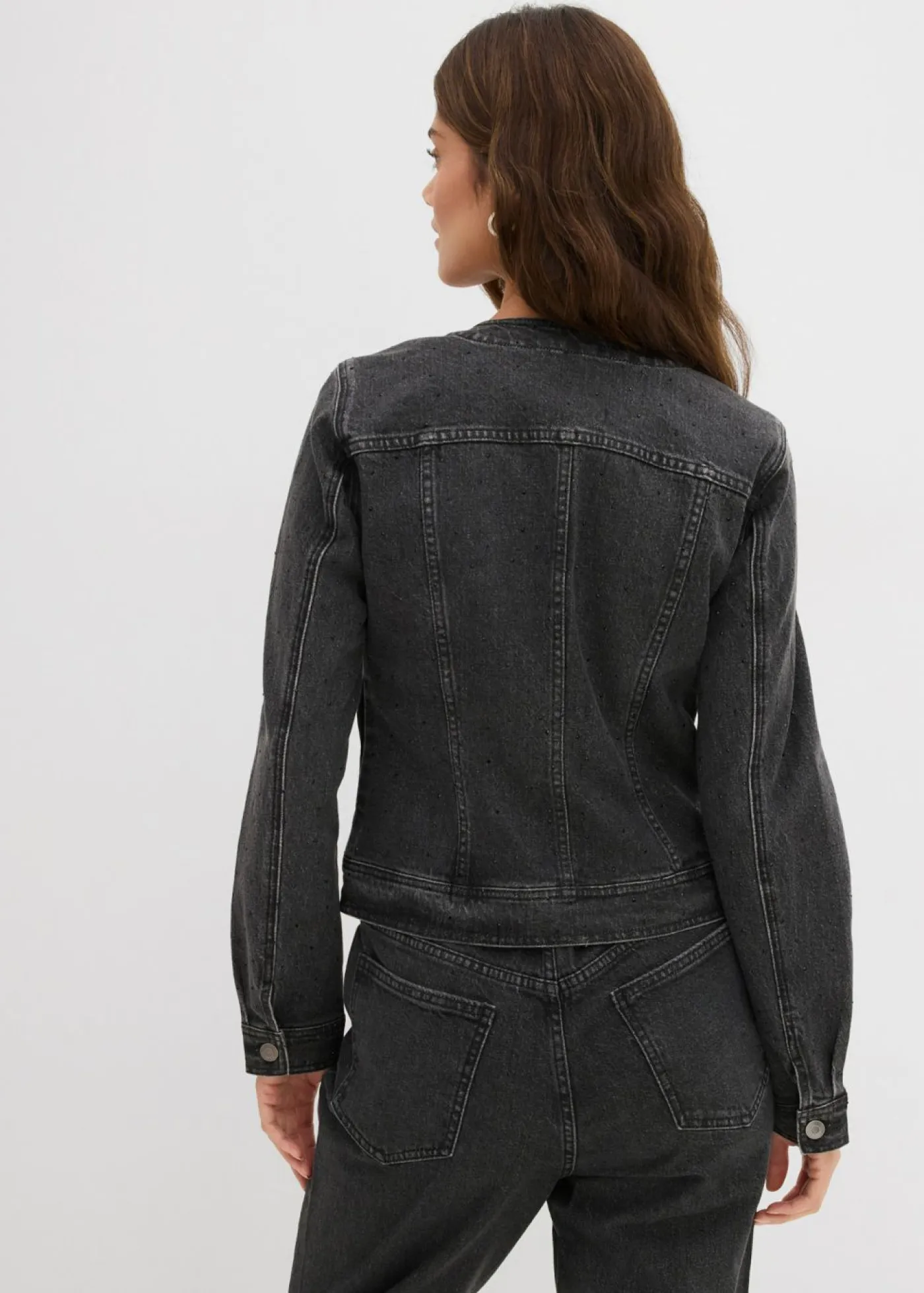 Best Cazadora vaquera con piedras brillantes Mujer Chaquetas Y Abrigos