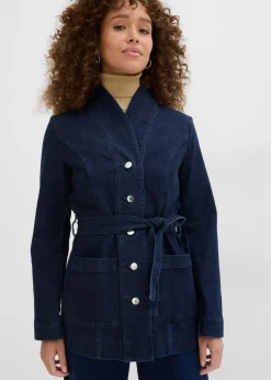 Best Cazadora vaquera de algodón con cinturón Mujer Chaquetas Y Abrigos
