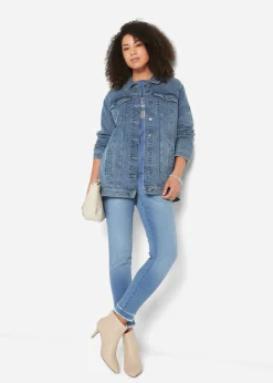 Best Cazadora vaquera elástica con corte boyfriend Mujer Chaquetas Y Abrigos