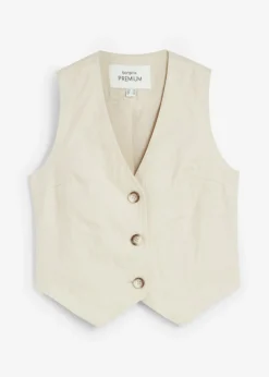 Online Chaleco de lino puro Mujer Premium|Chaquetas Y Abrigos