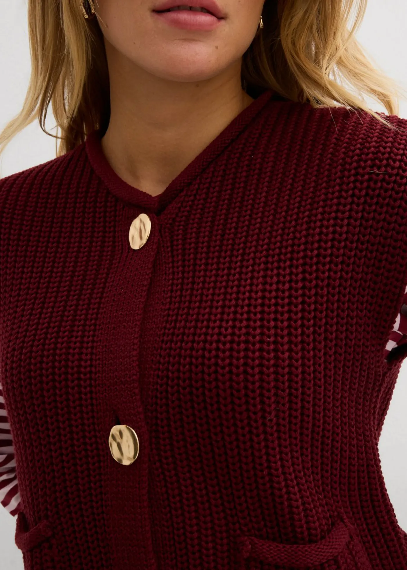 Sale Chaleco de punto con bolsillos Mujer Chaquetas Y Abrigos|Ropa De Punto