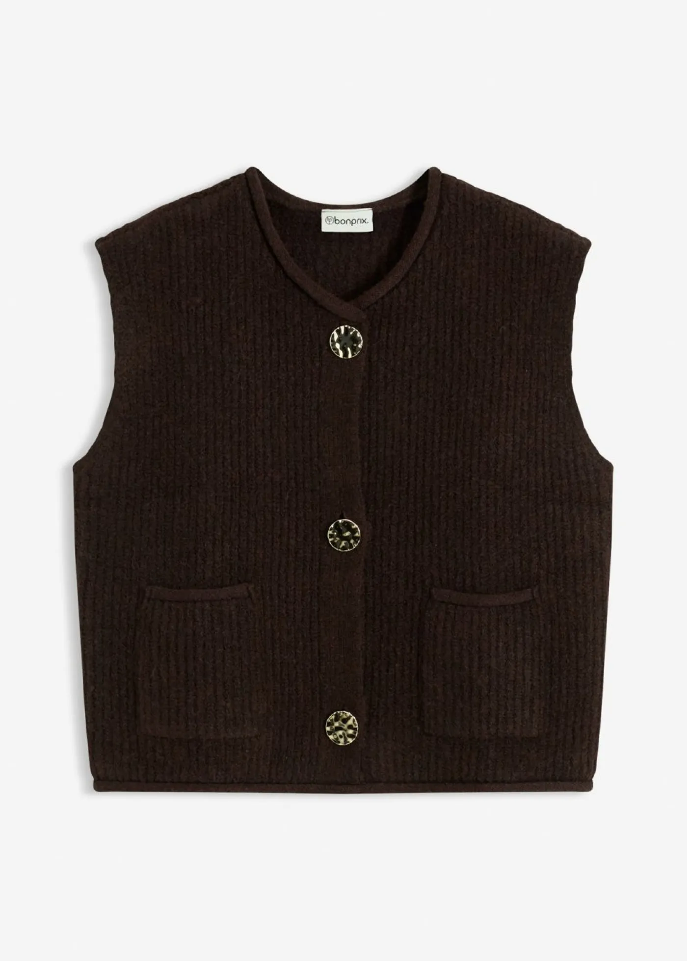 Hot Chaleco de punto con botones decorativos Mujer Chaquetas Y Abrigos|Ropa De Punto