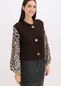 Hot Chaleco de punto con botones decorativos Mujer Chaquetas Y Abrigos|Ropa De Punto
