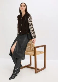 Hot Chaleco de punto con botones decorativos Mujer Chaquetas Y Abrigos|Ropa De Punto