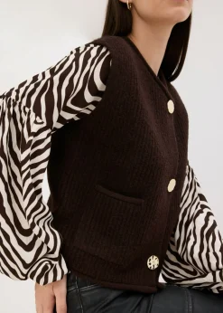 Hot Chaleco de punto con botones decorativos Mujer Chaquetas Y Abrigos|Ropa De Punto
