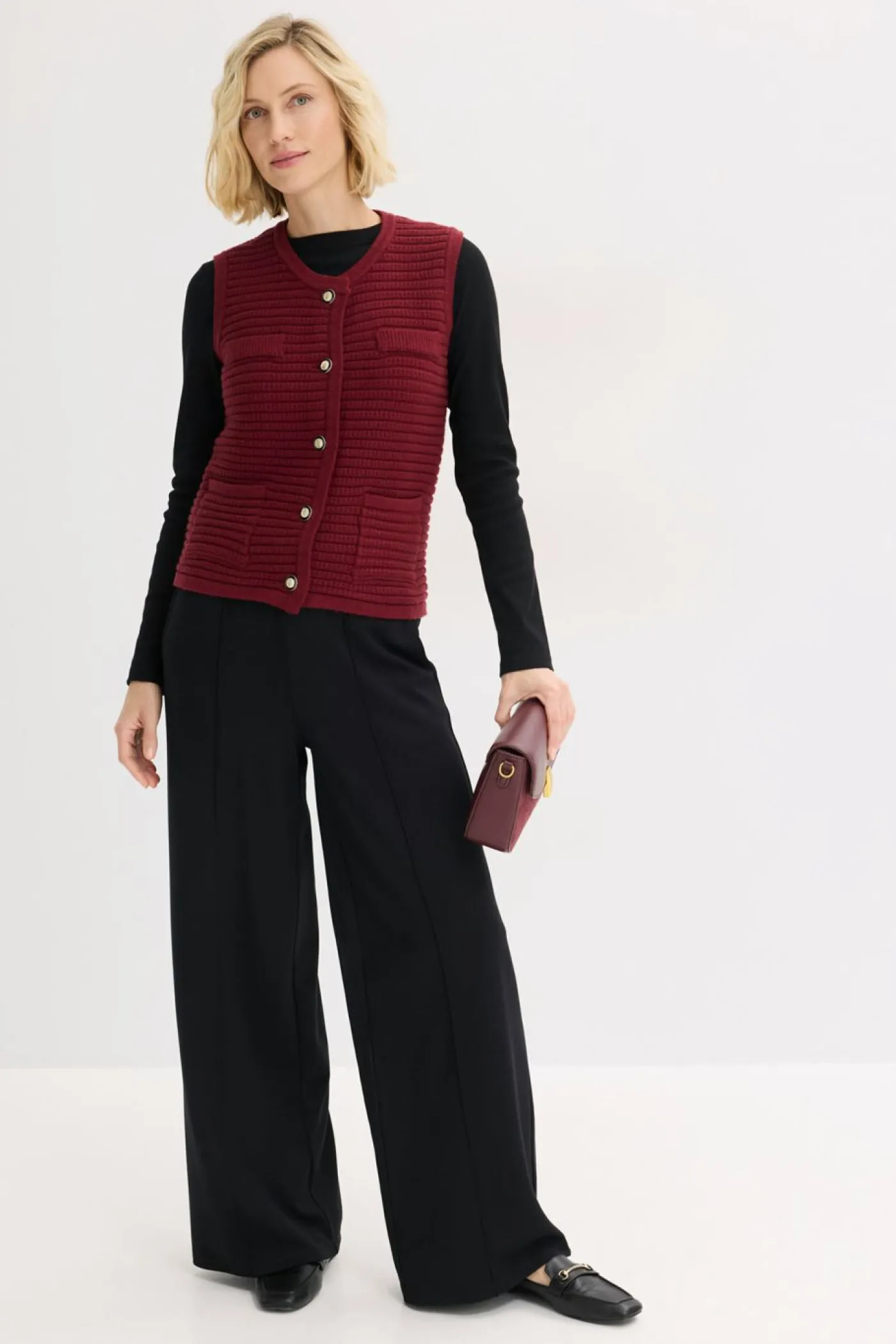 Outlet Chaleco de punto con contenido de viscosa Mujer Chaquetas Y Abrigos|Ropa De Punto