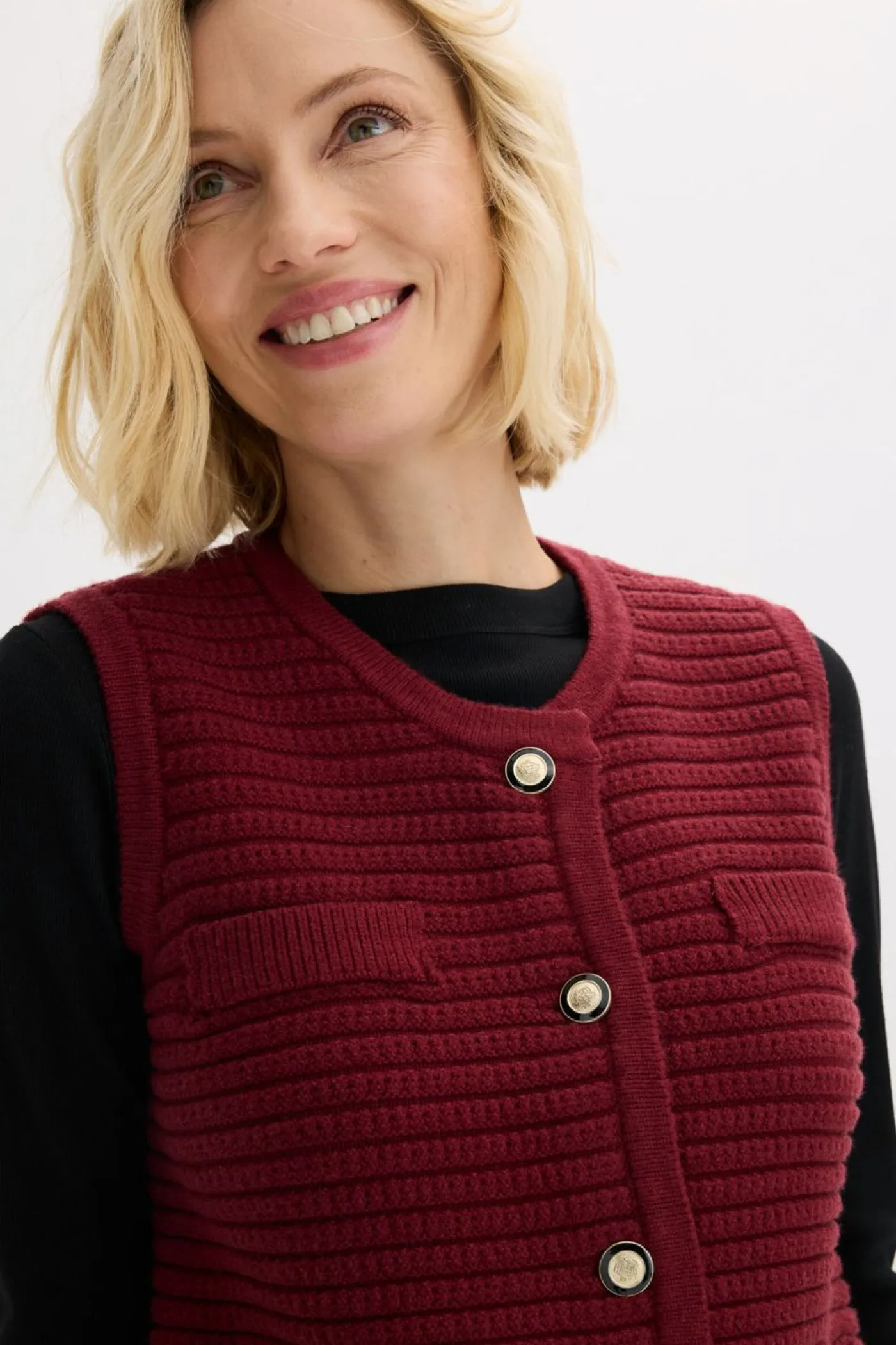 Outlet Chaleco de punto con contenido de viscosa Mujer Chaquetas Y Abrigos|Ropa De Punto