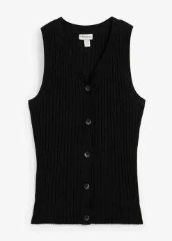 Clearance Chaleco de punto de canalé Mujer Chaquetas Y Abrigos|Novedades