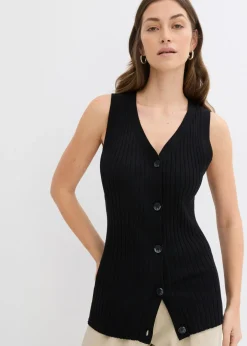 Clearance Chaleco de punto de canalé Mujer Chaquetas Y Abrigos|Novedades