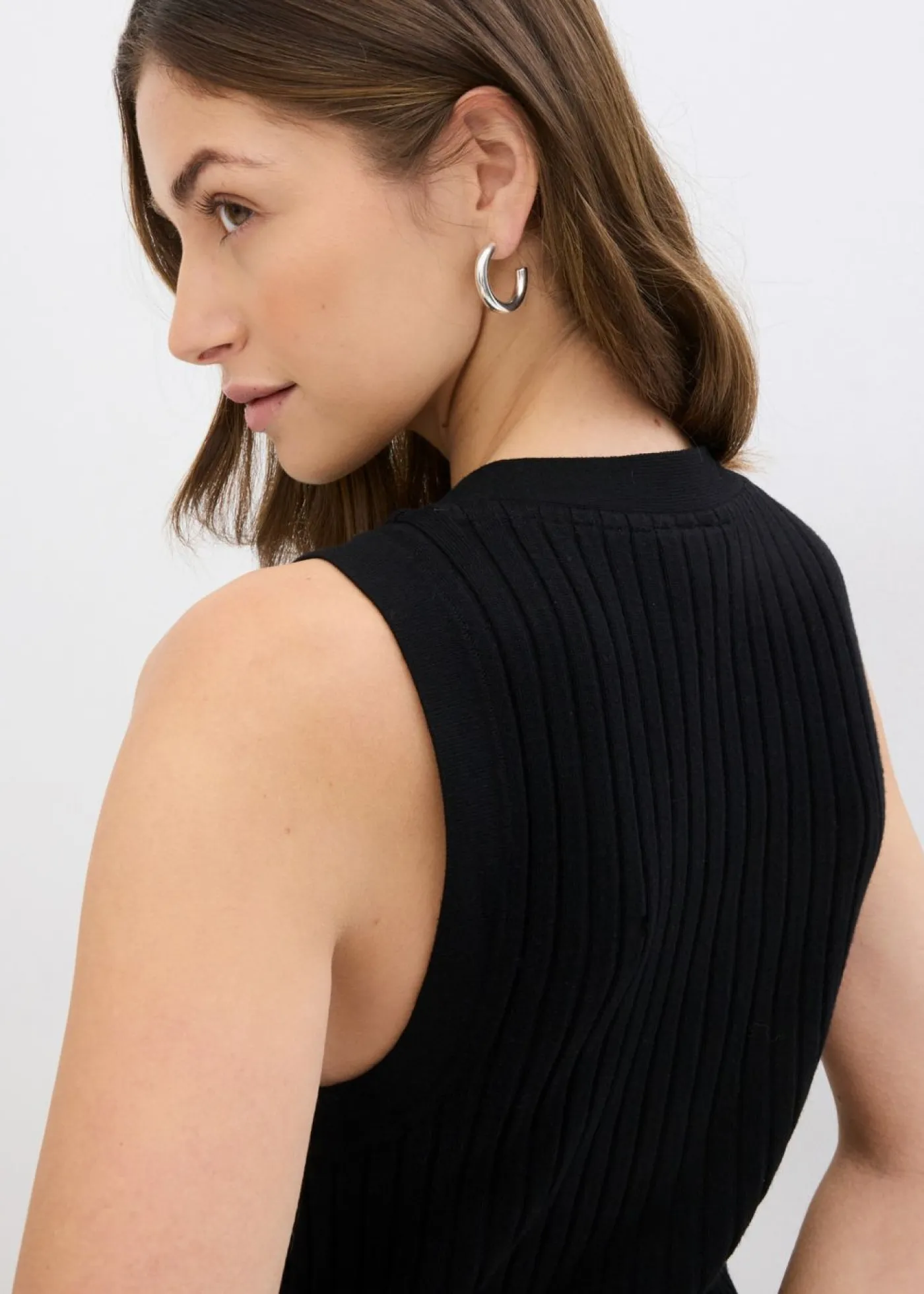Clearance Chaleco de punto de canalé Mujer Chaquetas Y Abrigos|Novedades
