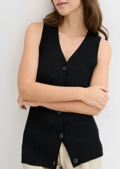 Clearance Chaleco de punto de canalé Mujer Chaquetas Y Abrigos|Novedades