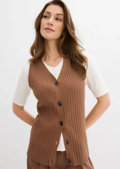 Discount Chaleco de punto de canalé Mujer Chaquetas Y Abrigos|Novedades