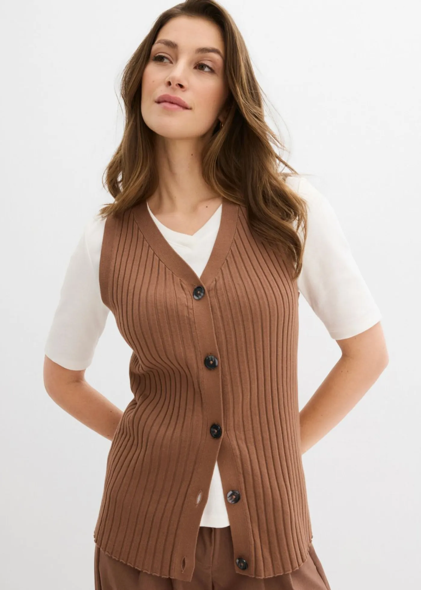 Discount Chaleco de punto de canalé Mujer Chaquetas Y Abrigos|Novedades