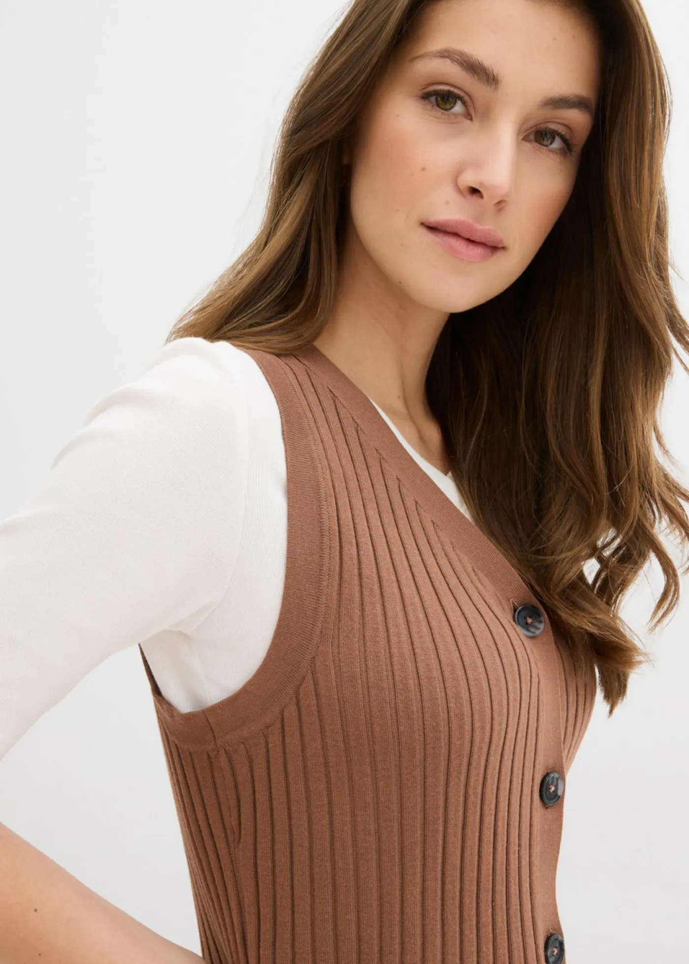 Discount Chaleco de punto de canalé Mujer Chaquetas Y Abrigos|Novedades